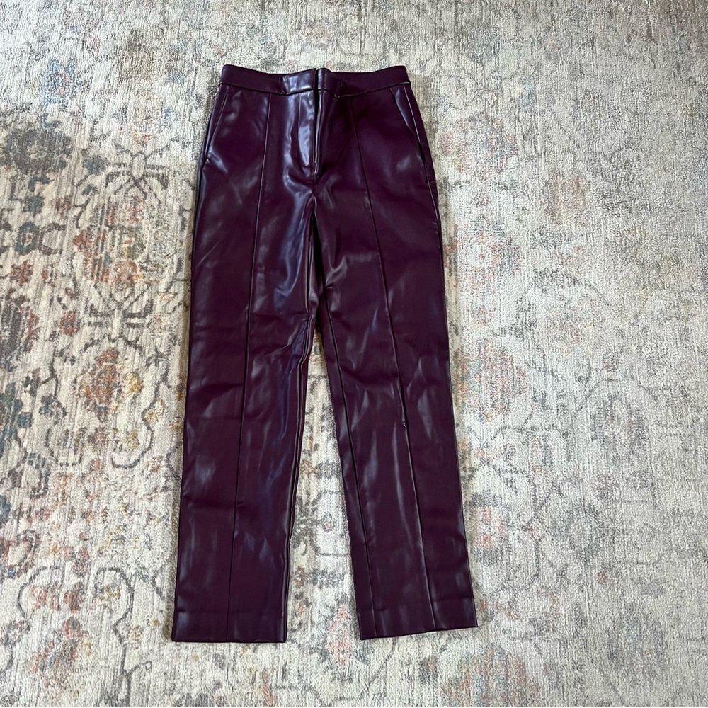 Ann Taylor Faux Leather High Rise Eva Ankle Pants - Picture 3 of 8